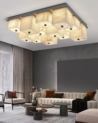 WOMO Alabaster Square Flush Mount Ceiling Light-WM3054