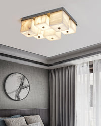 WOMO Alabaster Square Flush Mount Ceiling Light-WM3054