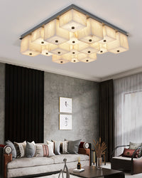 WOMO Alabaster Square Flush Mount Ceiling Light-WM3054