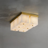 WOMO Alabaster Square Flush Mount Ceiling Light-WM3054
