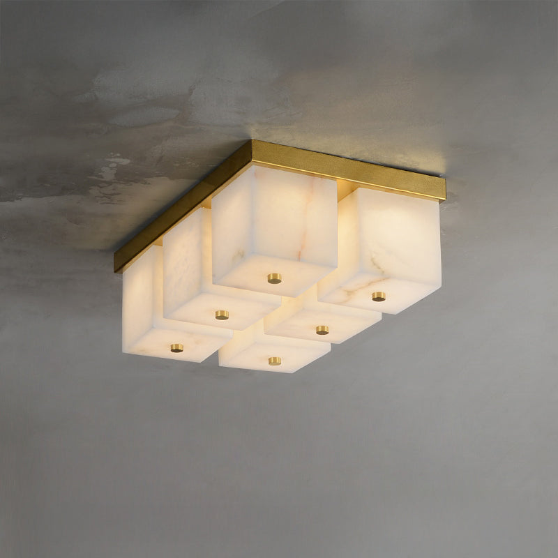 WOMO Alabaster Square Flush Mount Ceiling Light-WM3054