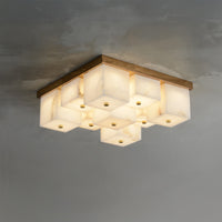WOMO Alabaster Square Flush Mount Ceiling Light-WM3054
