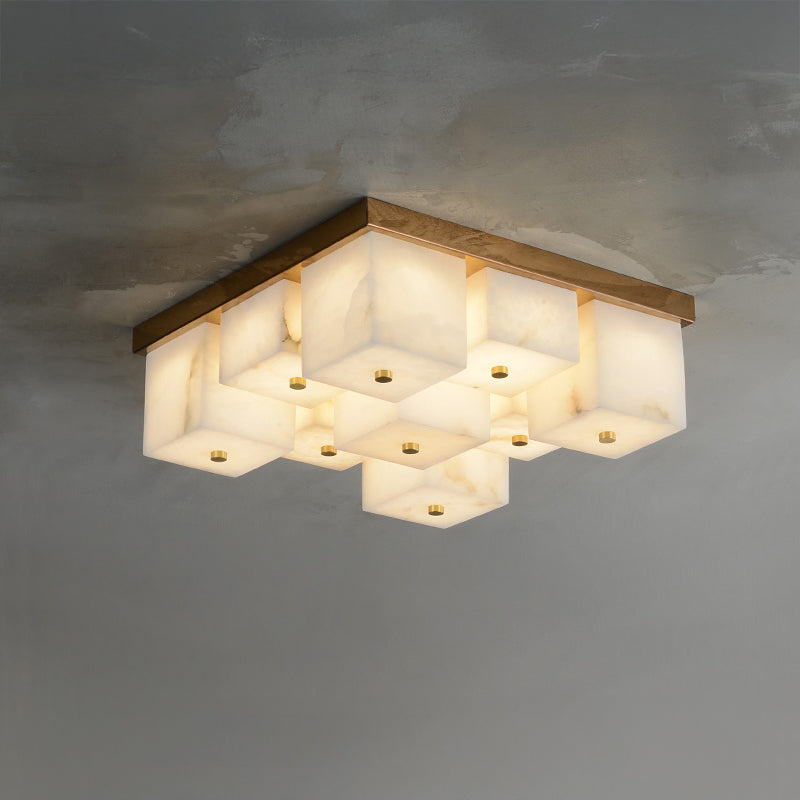 WOMO Alabaster Square Flush Mount Ceiling Light-WM3054