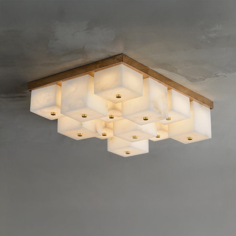 WOMO Alabaster Square Flush Mount Ceiling Light-WM3054