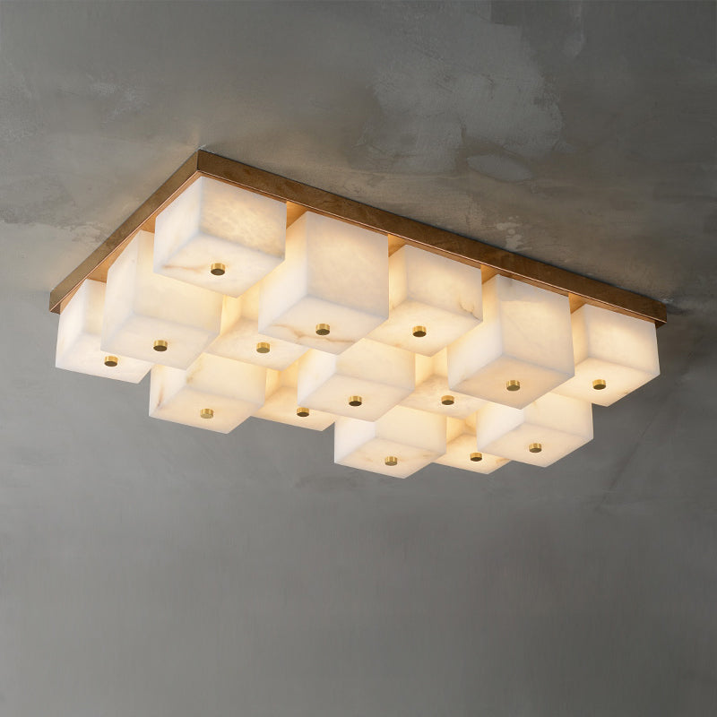 WOMO Alabaster Square Flush Mount Ceiling Light-WM3054