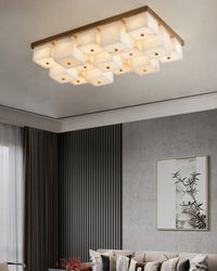 WOMO Alabaster Square Flush Mount Ceiling Light-WM3054