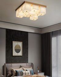 WOMO Alabaster Square Flush Mount Ceiling Light-WM3054