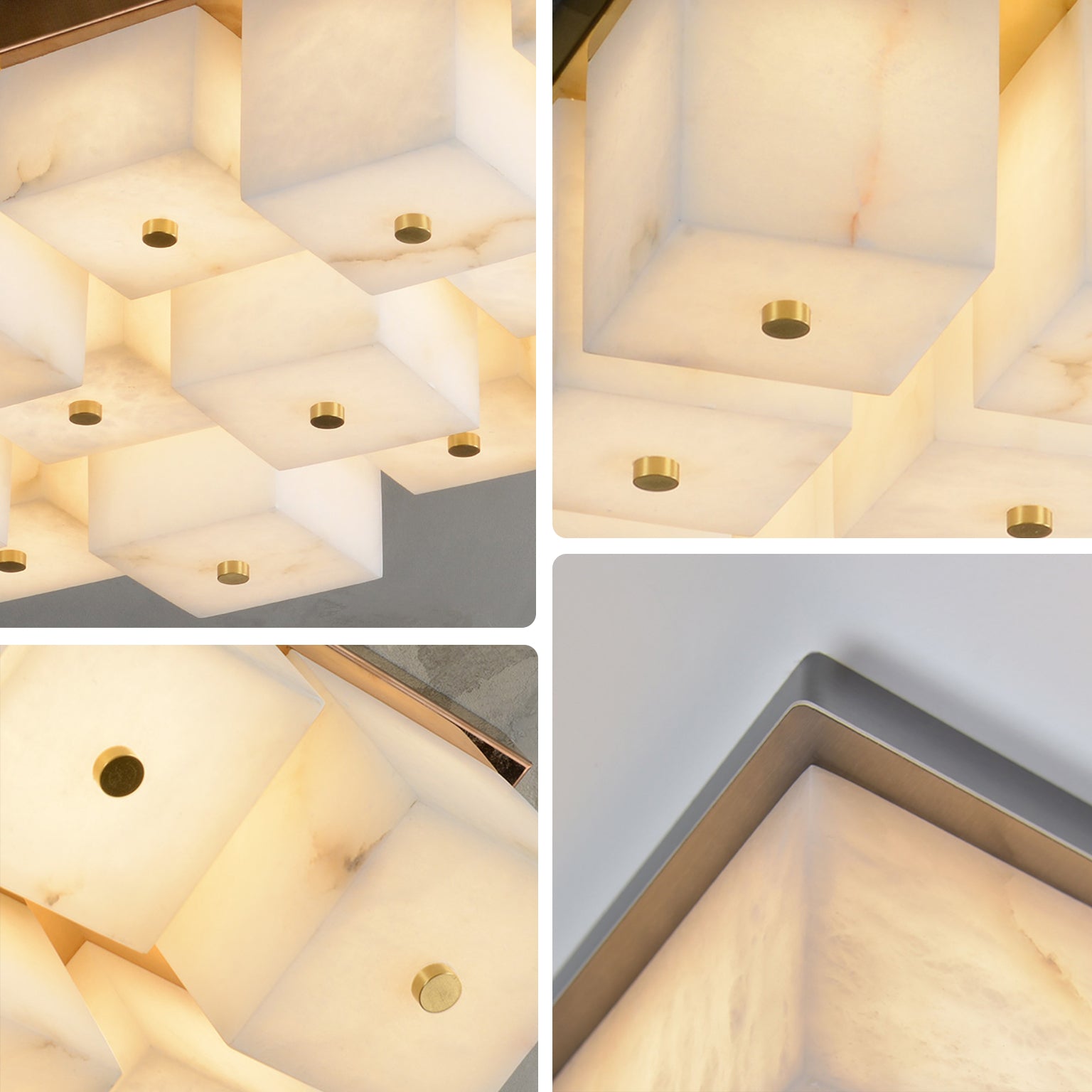 WOMO Alabaster Square Flush Mount Ceiling Light-WM3054