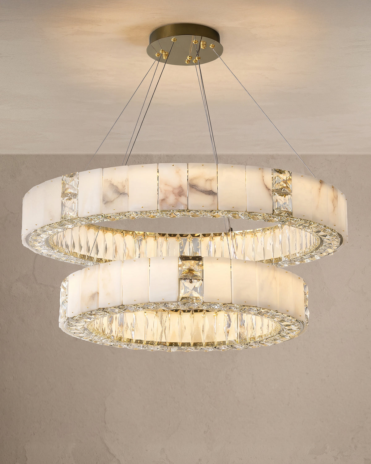 WOMO Alabaster Circular Led Chandelier-WM3056