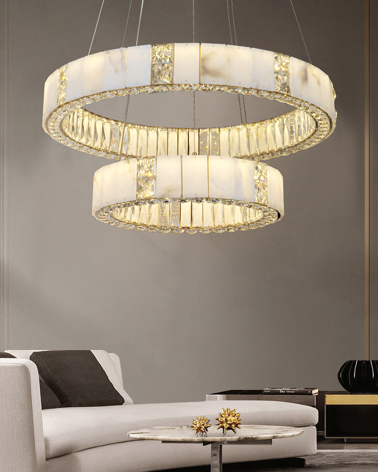WOMO Alabaster Circular Led Chandelier-WM3056