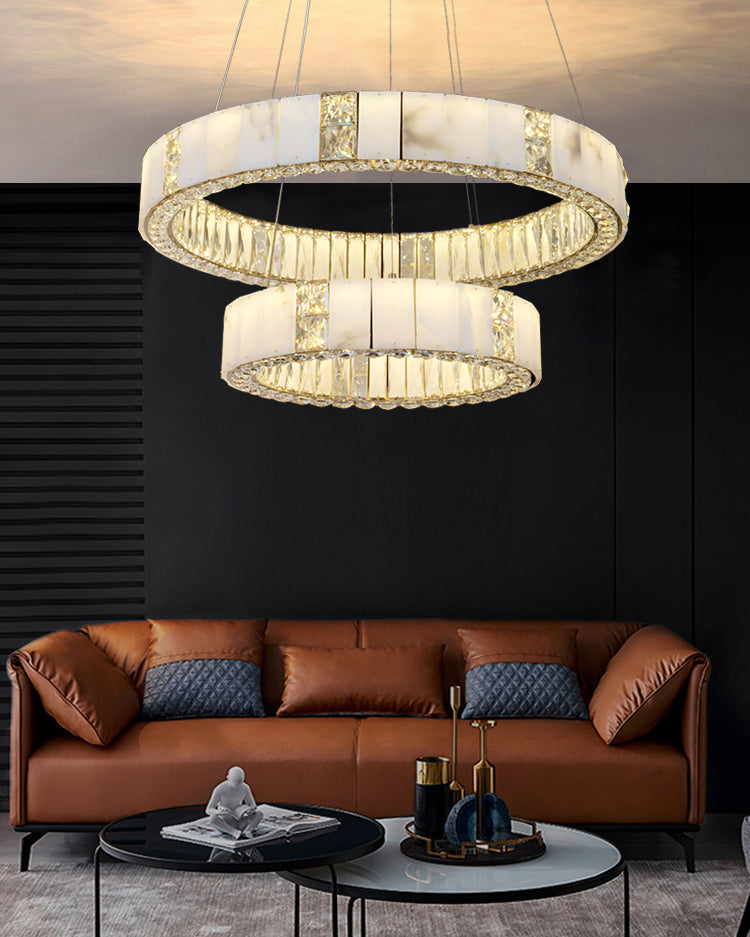 WOMO Alabaster Circular Led Chandelier-WM3056
