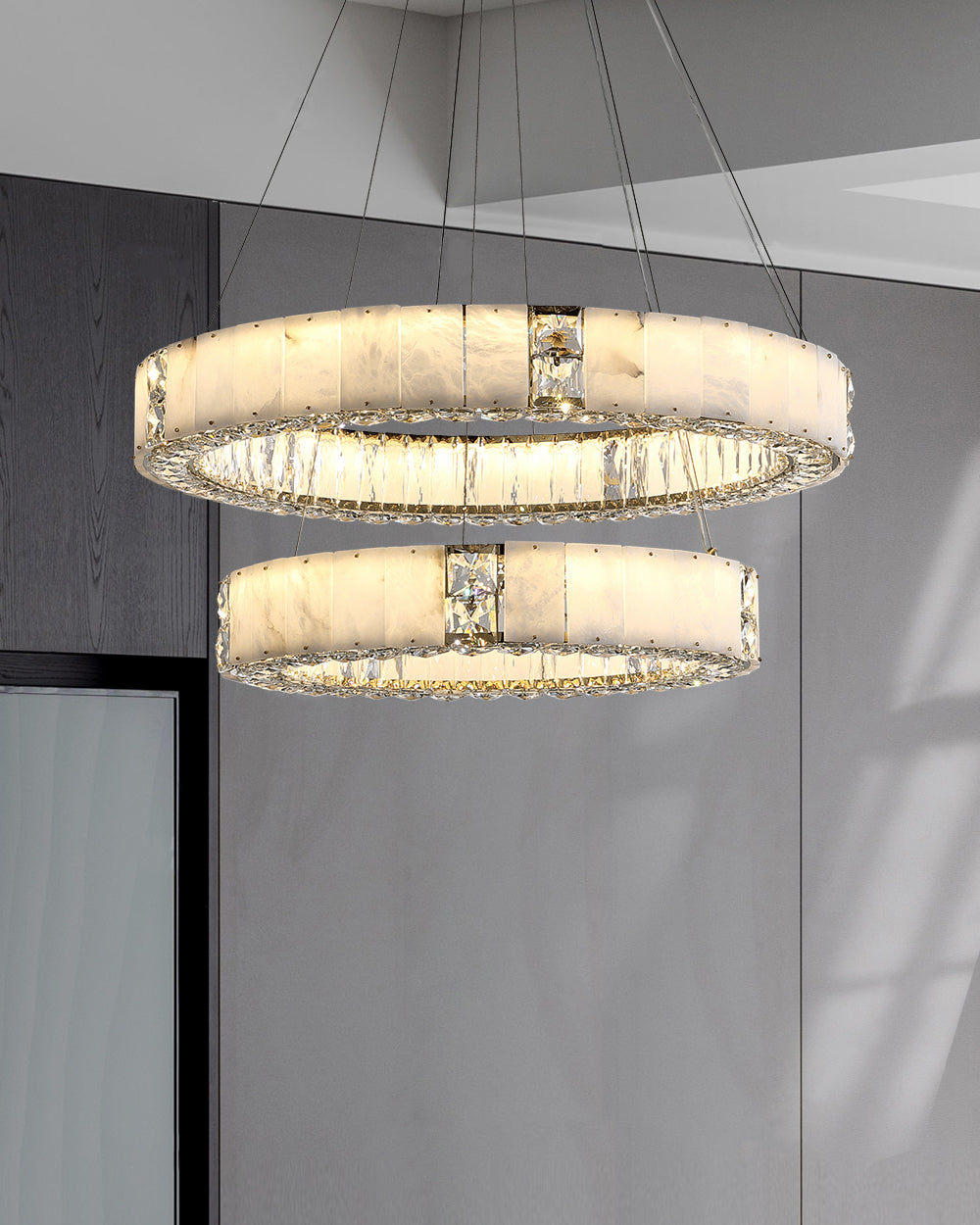 WOMO Alabaster Circular Led Chandelier-WM3056