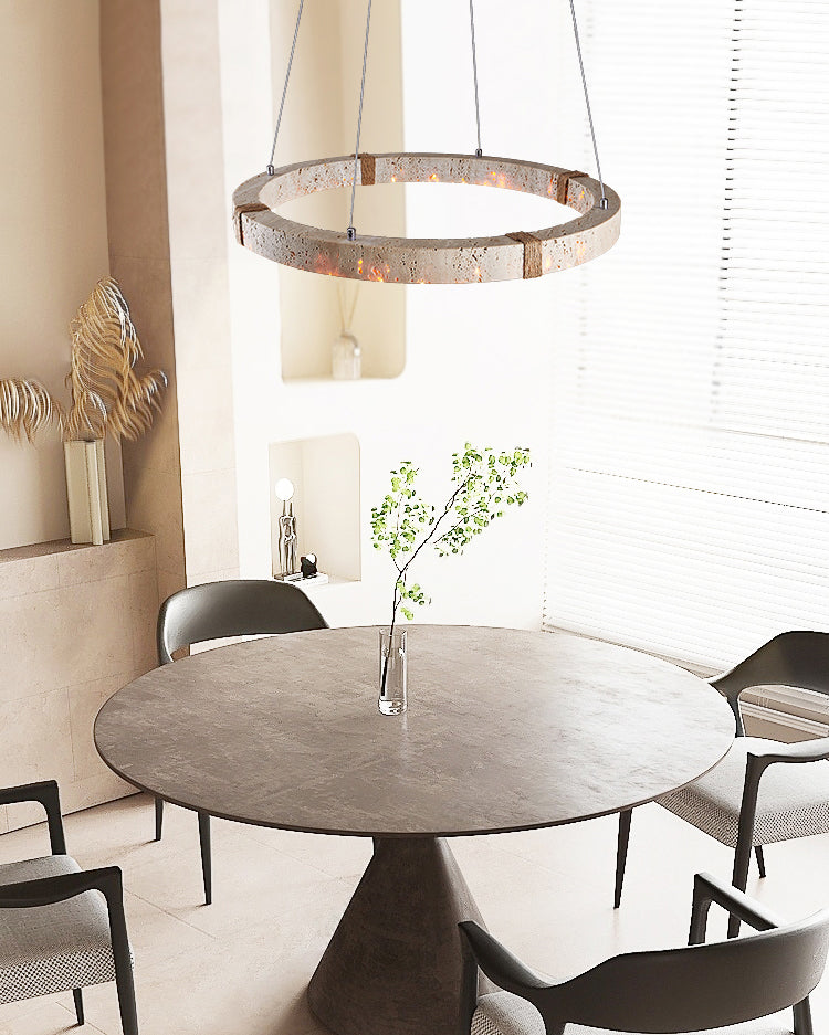 WOMO Circular Travertine Chandelier-WM3061