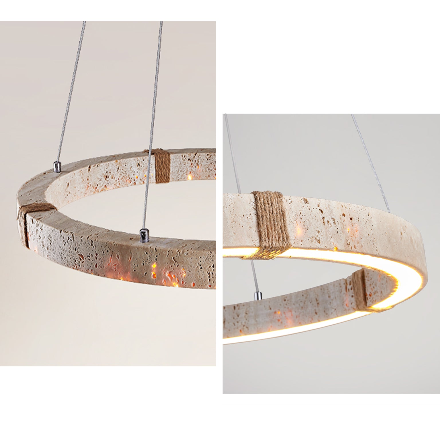 WOMO Circular Travertine Chandelier-WM3061