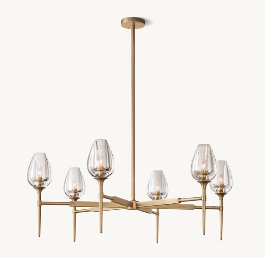 WOMO 27 Inch Torchiere Crystal Arm Chandelier - Tulip