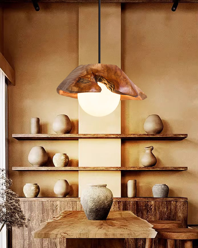 WOMO Wood Shaded Pendant Light-WM3062