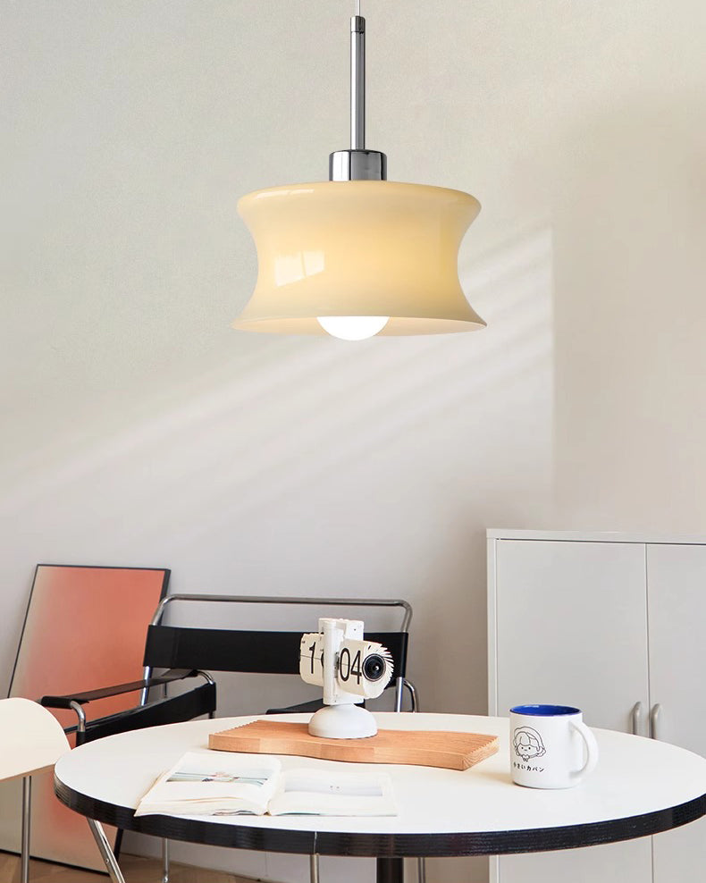 WOMO White/Beige Glass Pendant Light-WM3065