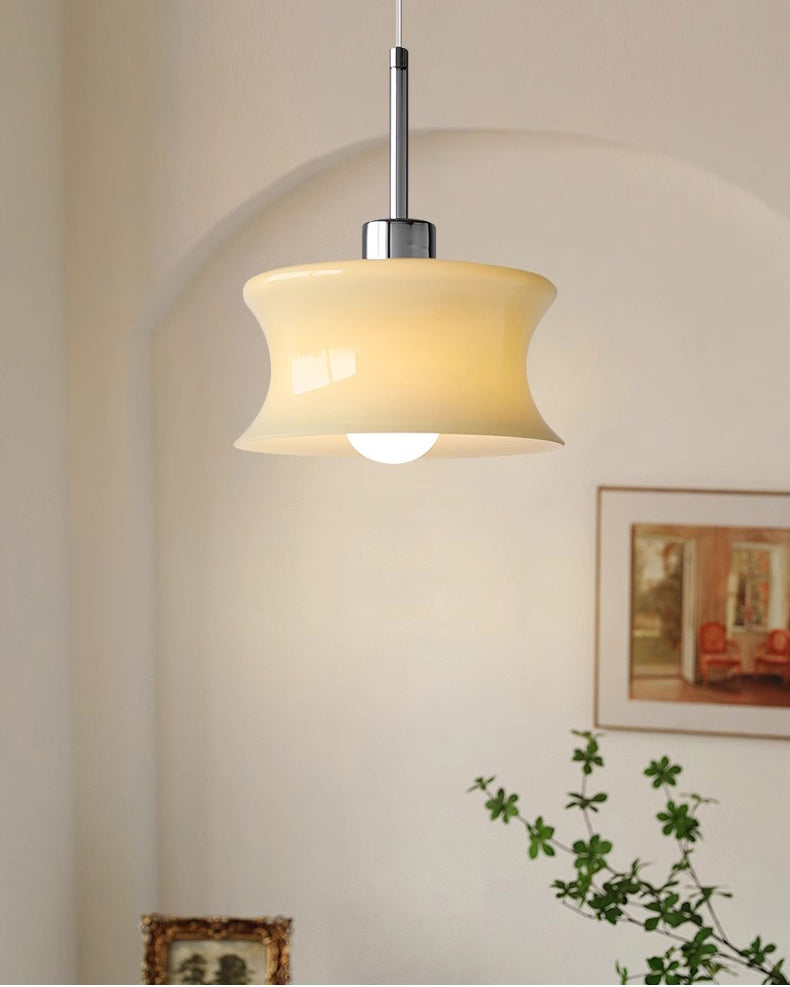 WOMO White/Beige Glass Pendant Light-WM3065