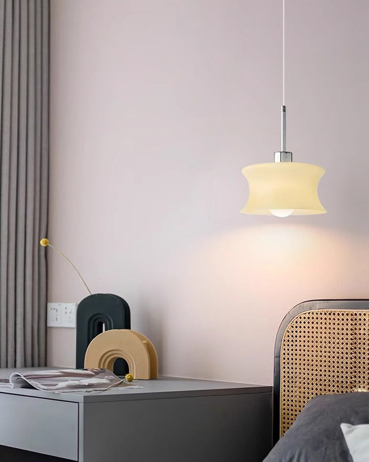 WOMO White/Beige Glass Pendant Light-WM3065