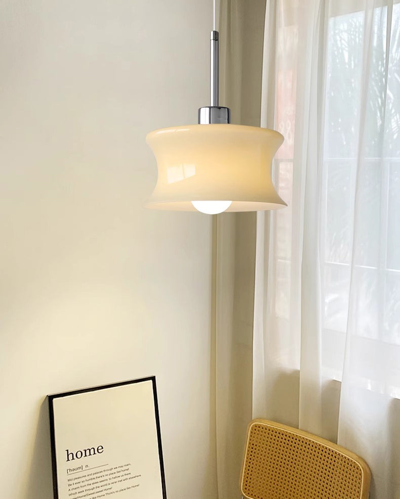WOMO White/Beige Glass Pendant Light-WM3065
