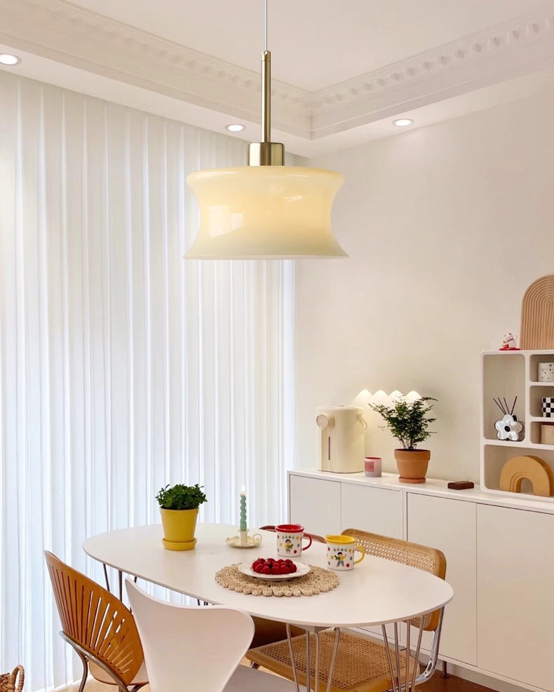 WOMO White/Beige Glass Pendant Light-WM3065
