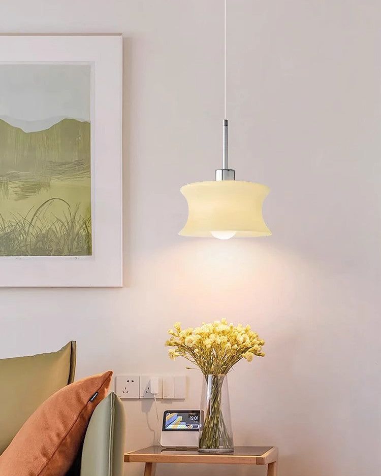 WOMO White/Beige Glass Pendant Light-WM3065