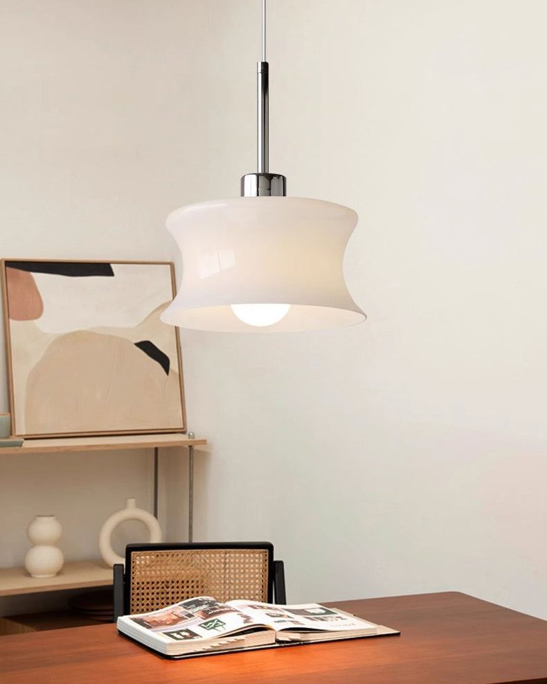 WOMO White/Beige Glass Pendant Light-WM3065