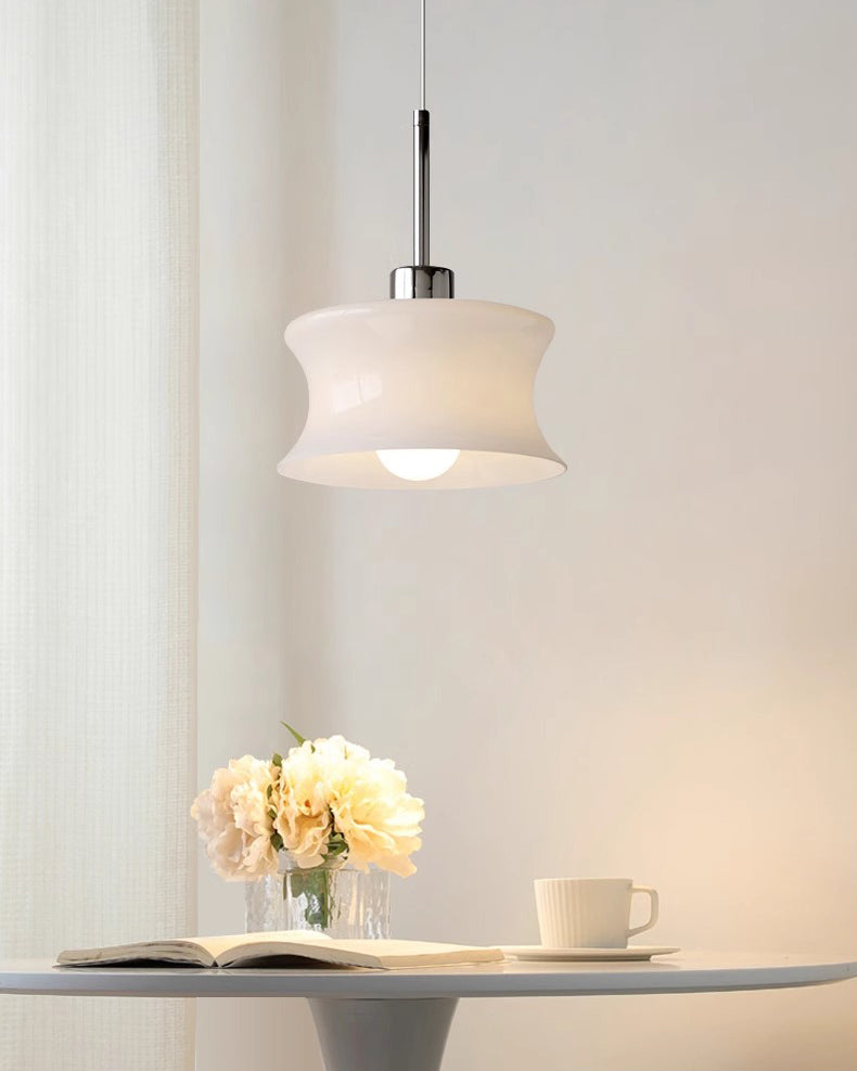 WOMO White/Beige Glass Pendant Light-WM3065