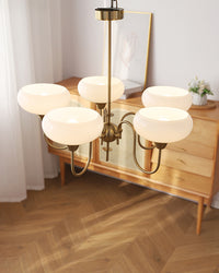 WOMO Milk Glass Arm Chandelier--WM3074