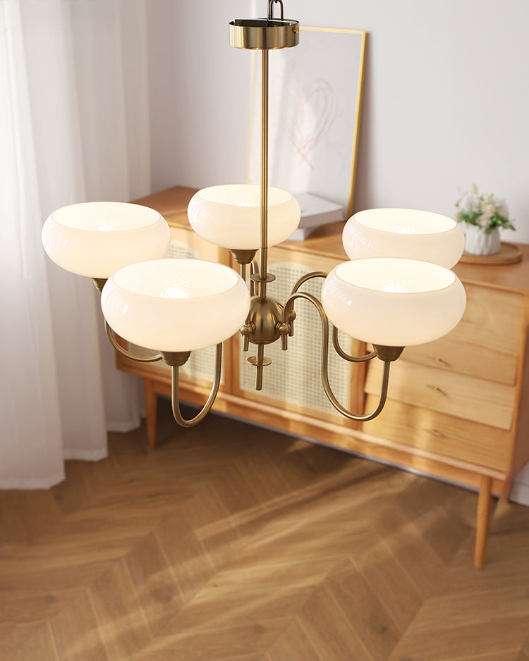 WOMO Milk Glass Arm Chandelier--WM3074