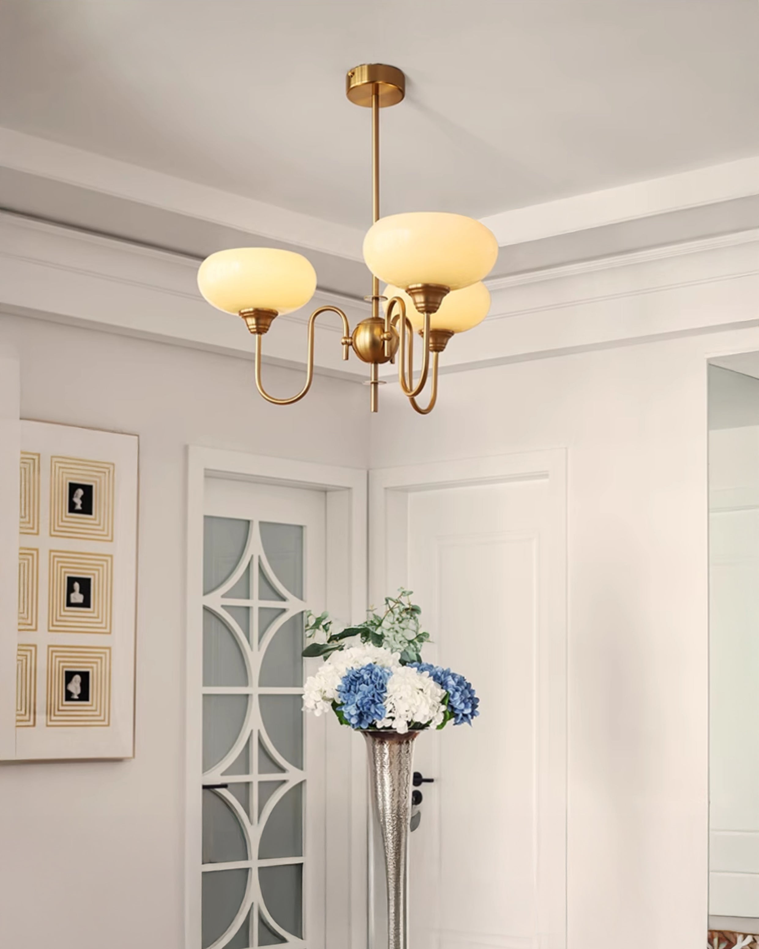 WOMO Milk Glass Arm Chandelier--WM3074