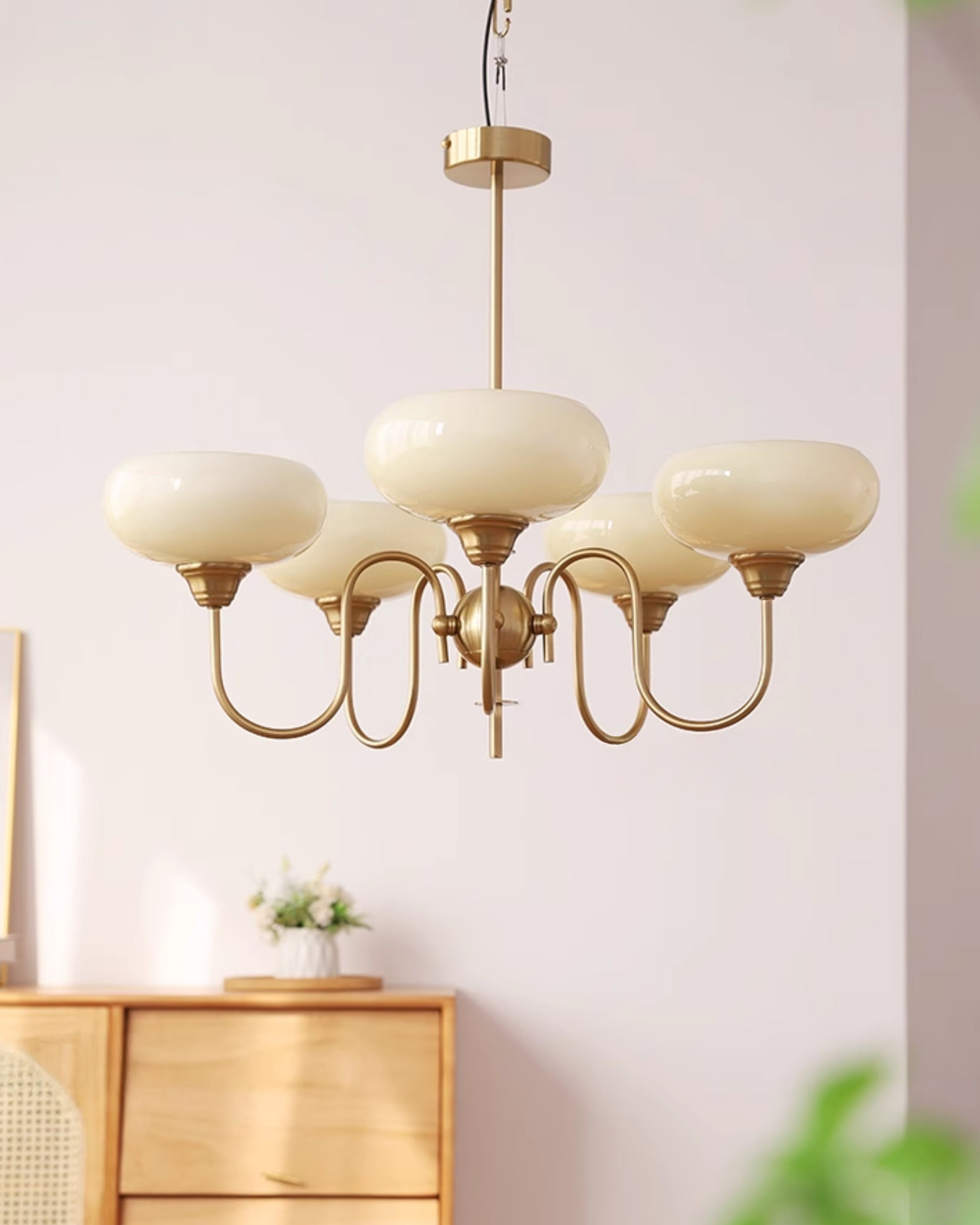 WOMO Milk Glass Arm Chandelier--WM3074