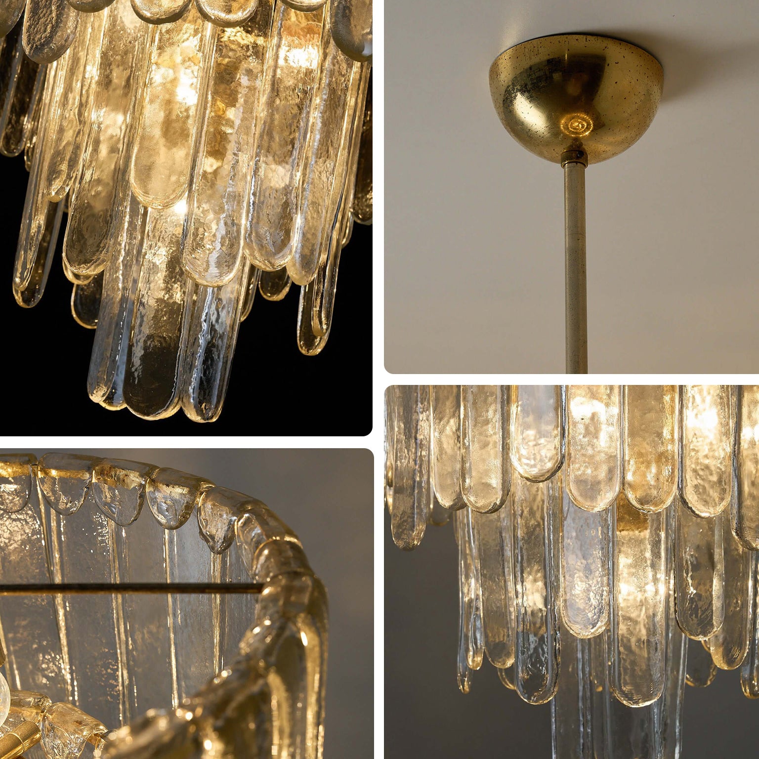 WOMO Gold Glass Tiered Chandelier-WM3076