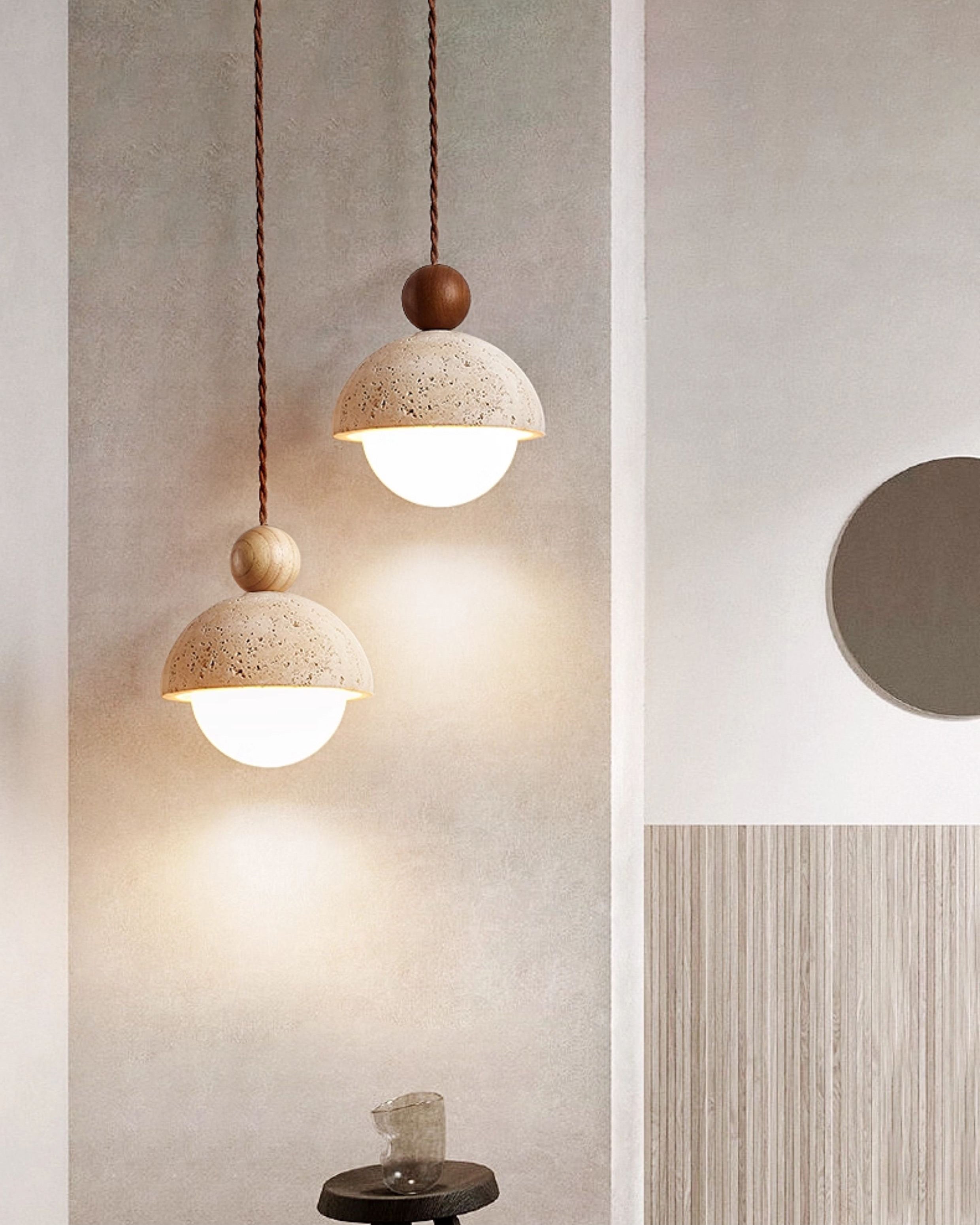 WOMO Travertine Globe Pendant Light-WM3085