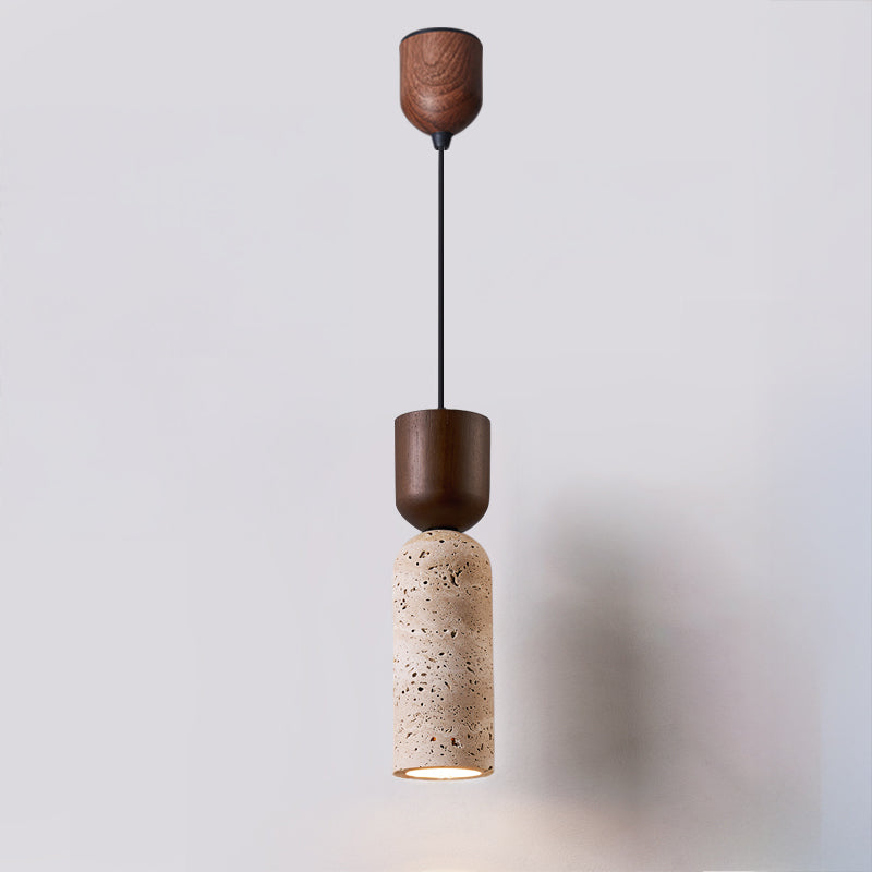 WOMO Dome Wood Travertine Pendant Light-WM3088