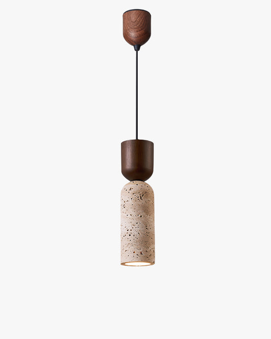 WOMO Dome Wood Travertine Pendant Light-WM3088