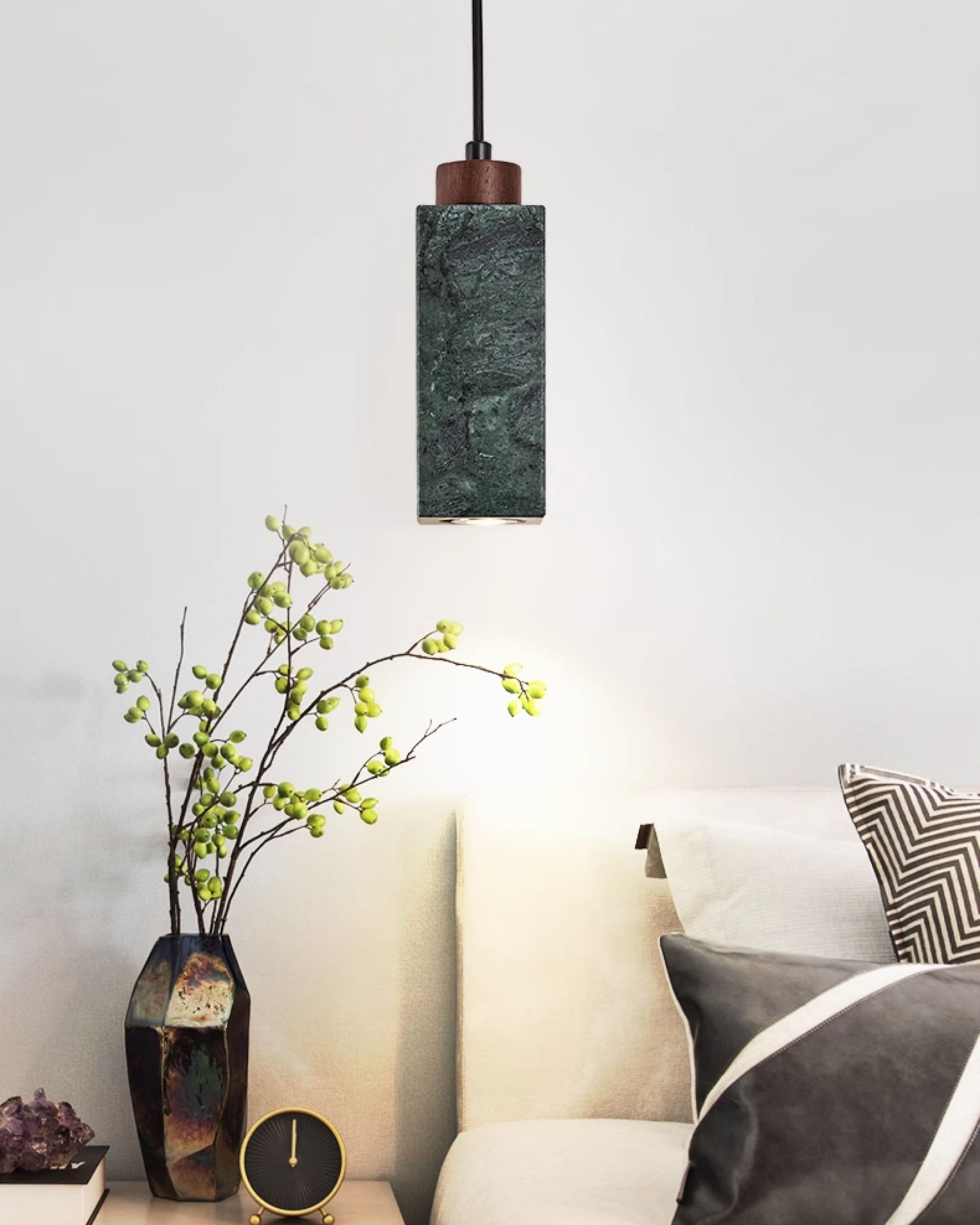 WOMO Rectangular Travertine Pendant Light-WM3089