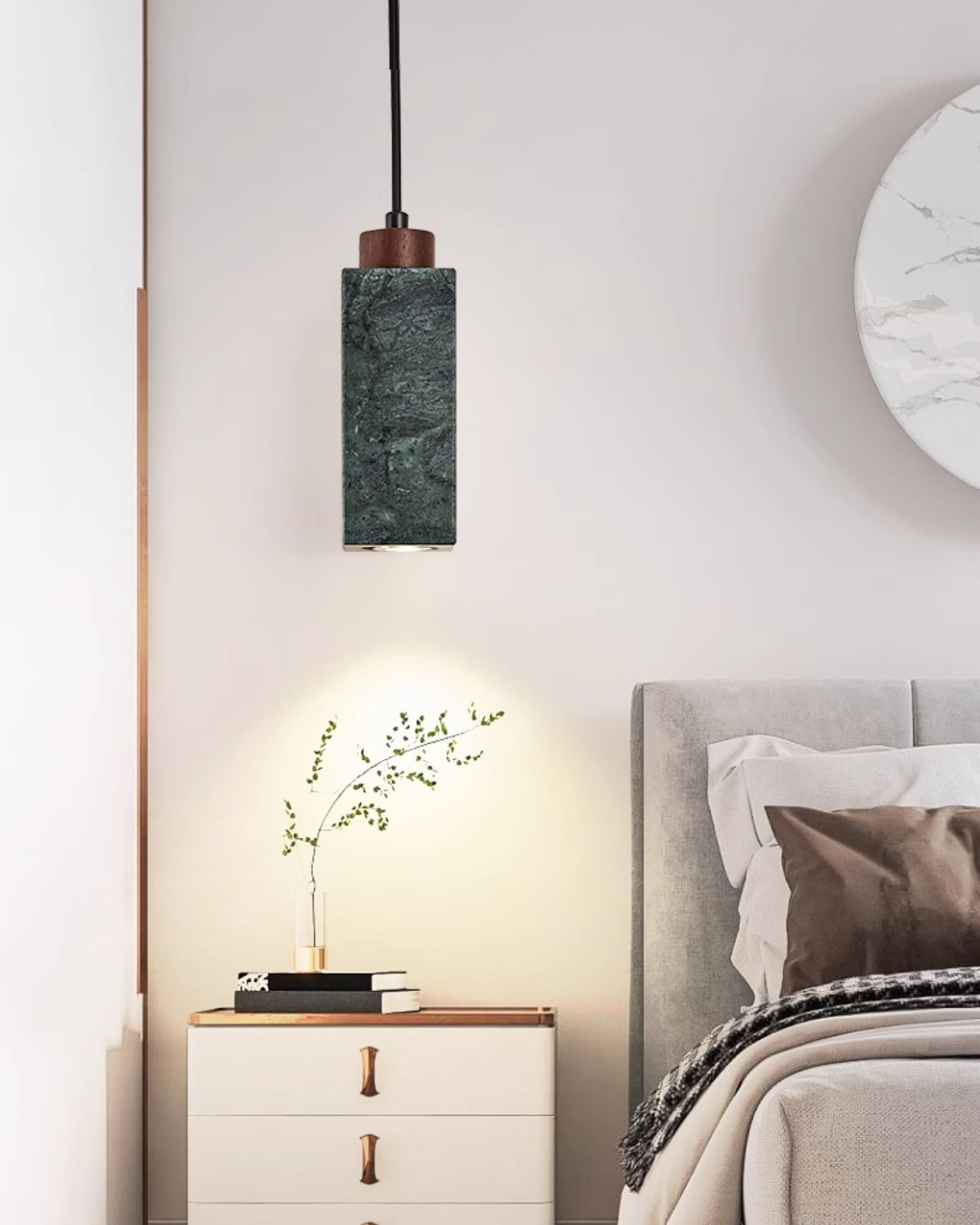 WOMO Rectangular Travertine Pendant Light-WM3089