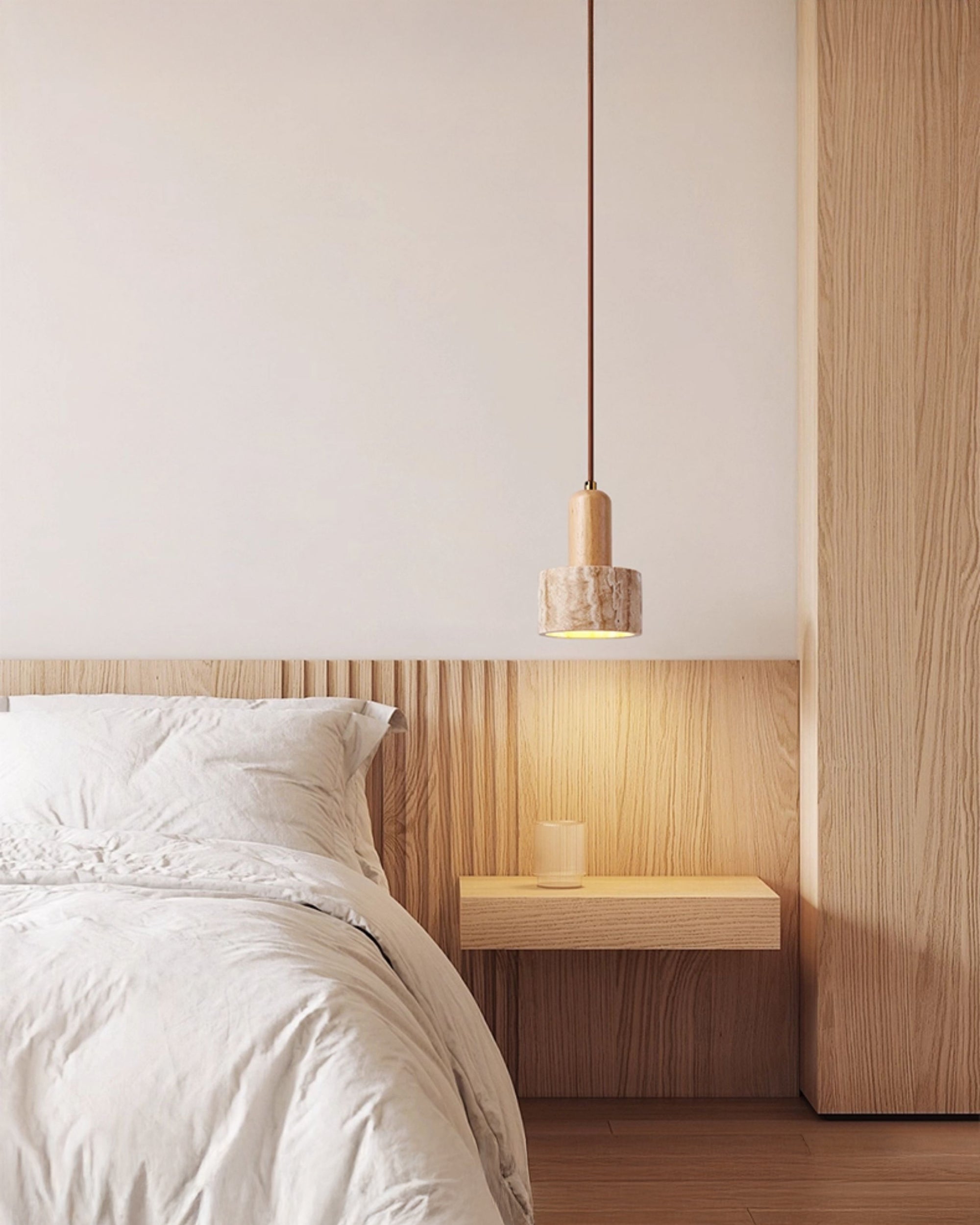WOMO Cylinder/Dome Travertine Pendant Light-WM3090