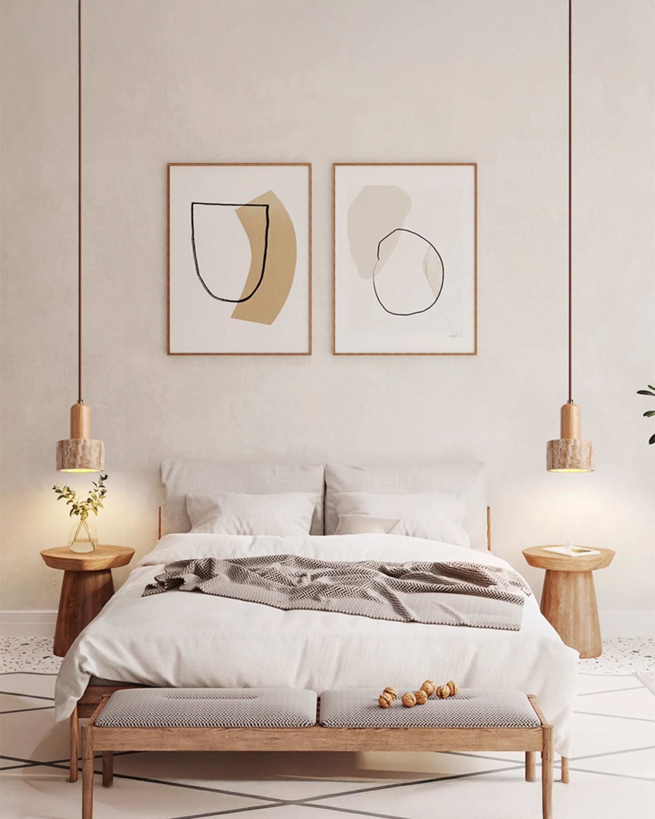 WOMO Cylinder/Dome Travertine Pendant Light-WM3090
