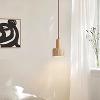 WOMO Cylinder/Dome Travertine Pendant Light-WM3090