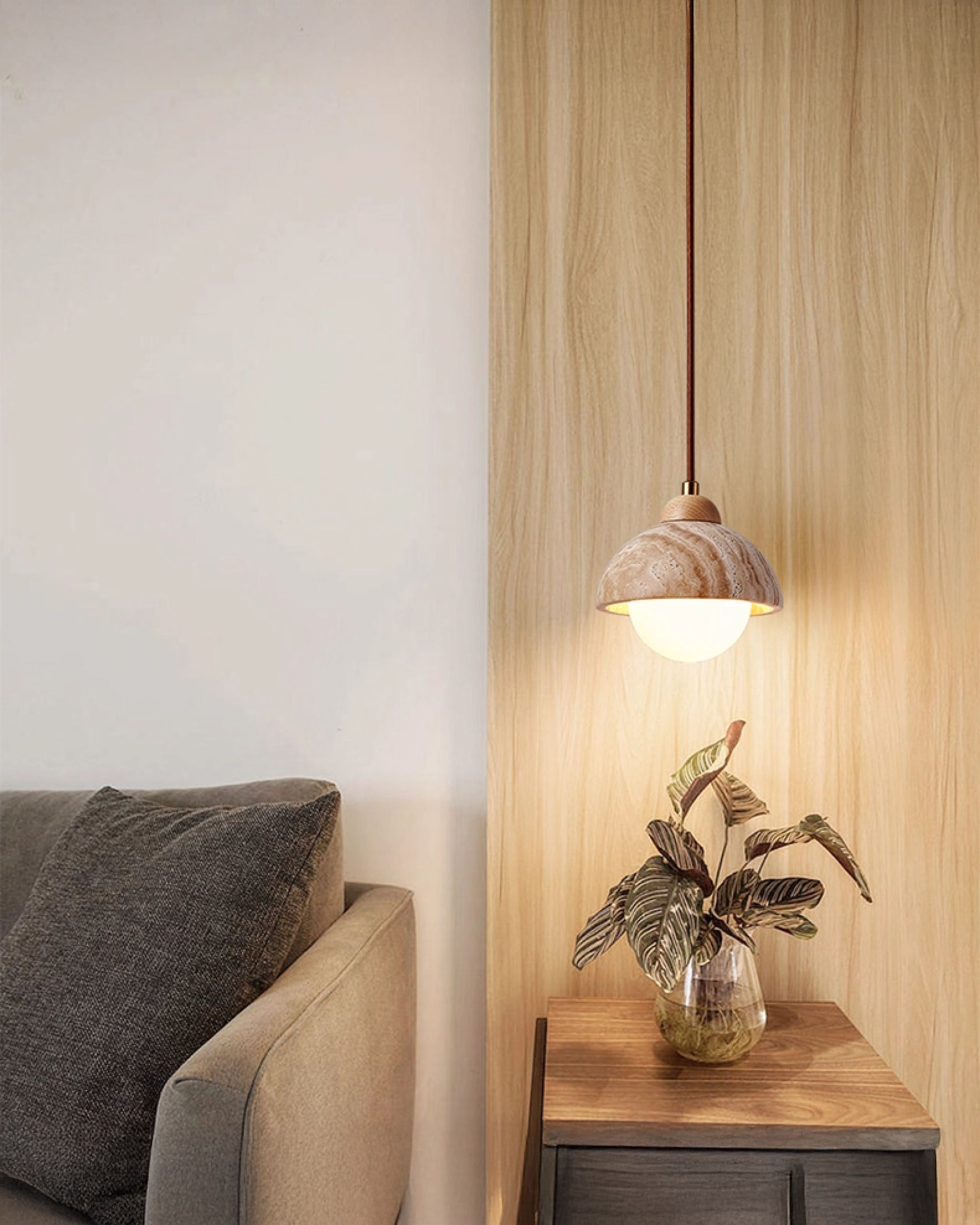 WOMO Cylinder/Dome Travertine Pendant Light-WM3090