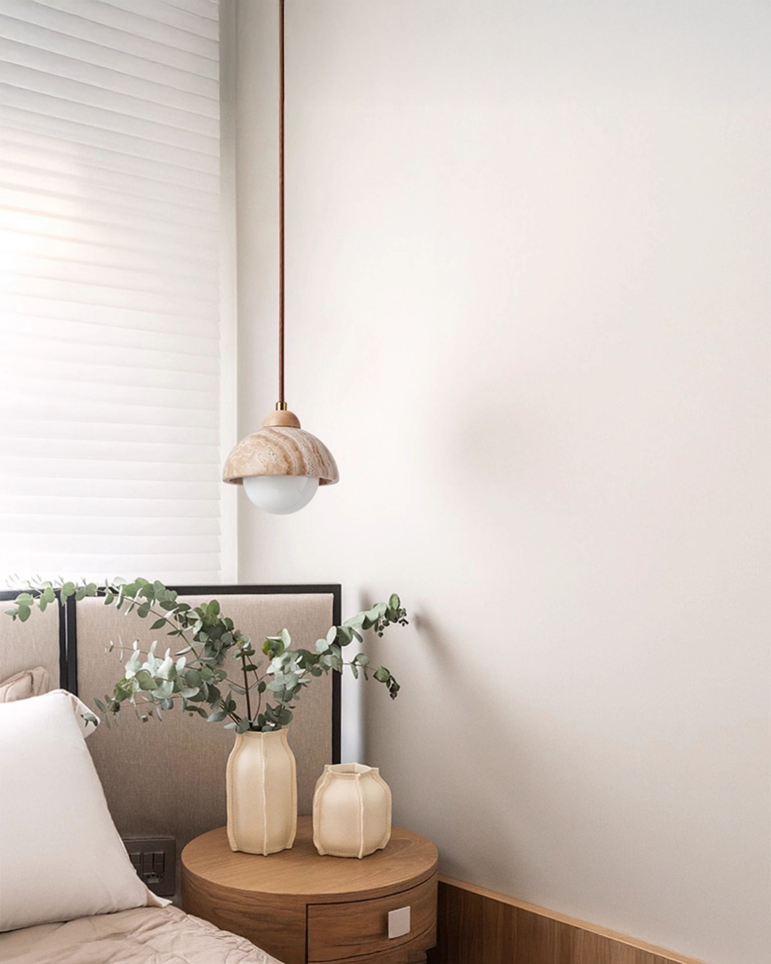 WOMO Cylinder/Dome Travertine Pendant Light-WM3090