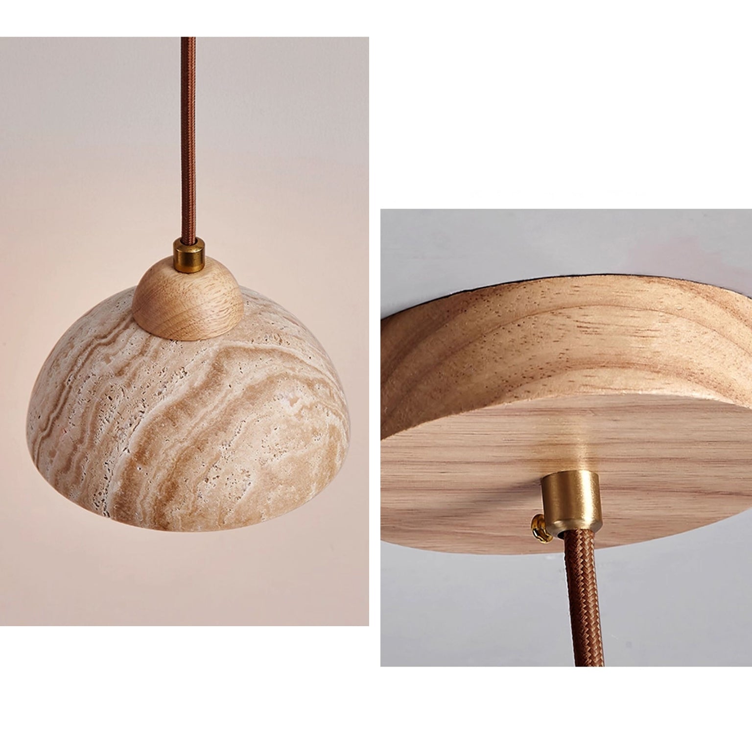 WOMO Cylinder/Dome Travertine Pendant Light-WM3090