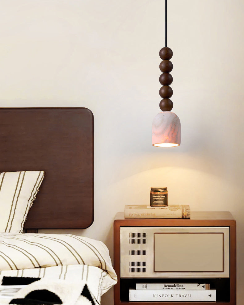 WOMO Dome Wood Travertine Pendant Light-WM3092