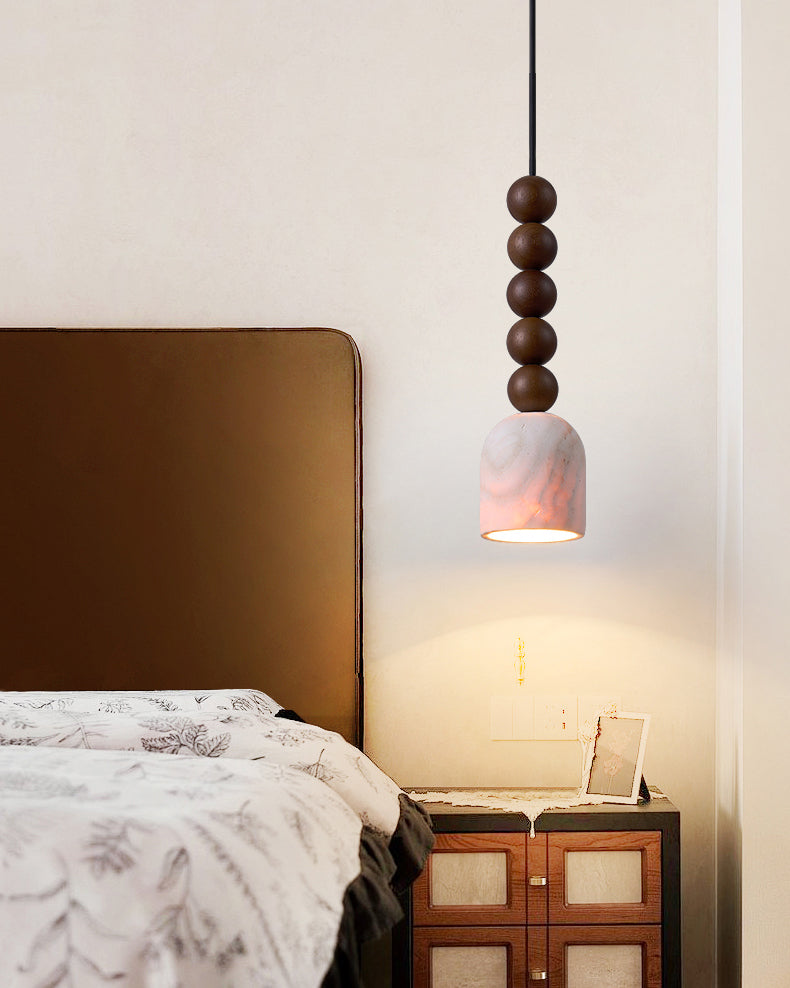 WOMO Dome Wood Travertine Pendant Light-WM3092