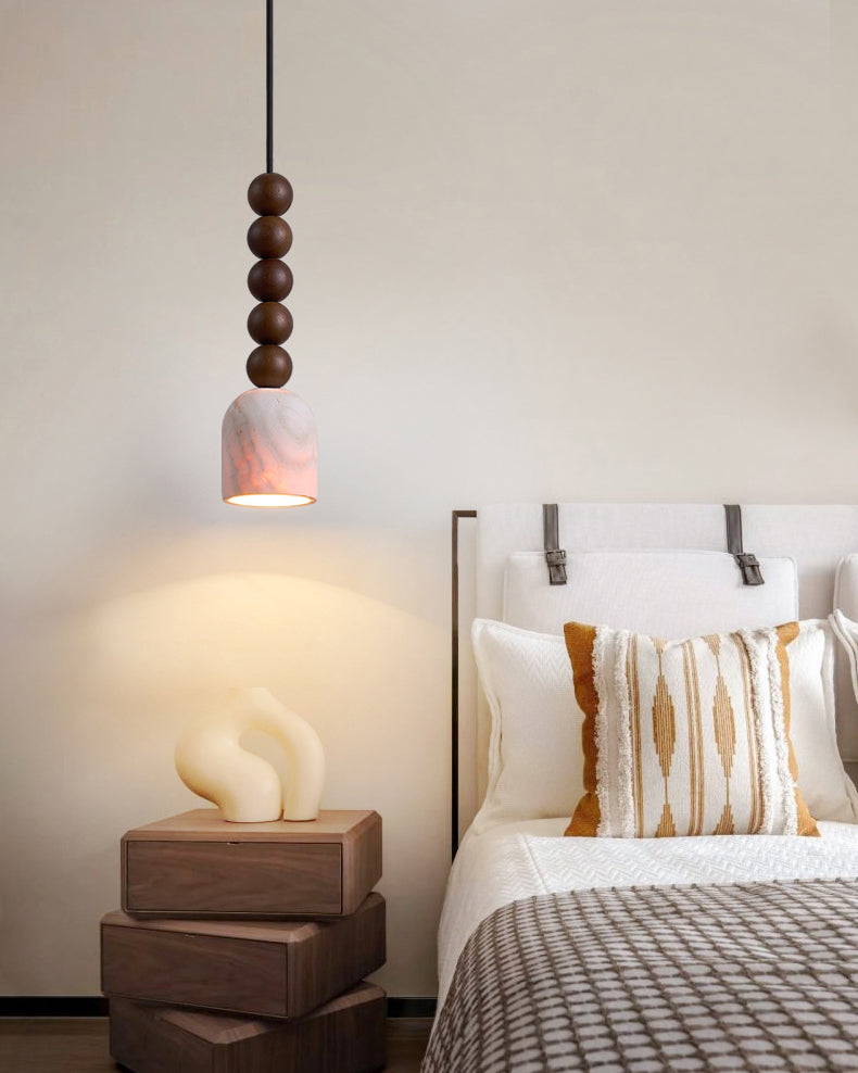 WOMO Dome Wood Travertine Pendant Light-WM3092
