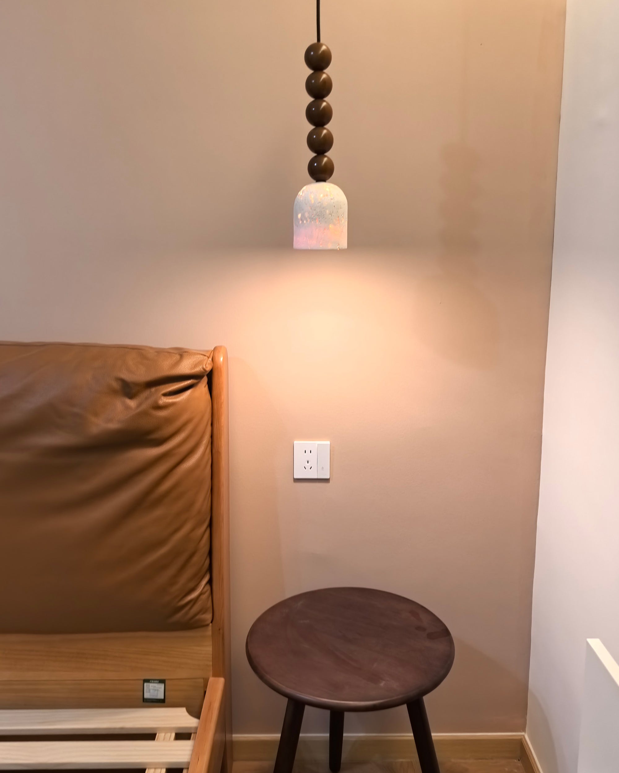 WOMO Dome Wood Travertine Pendant Light-WM3092