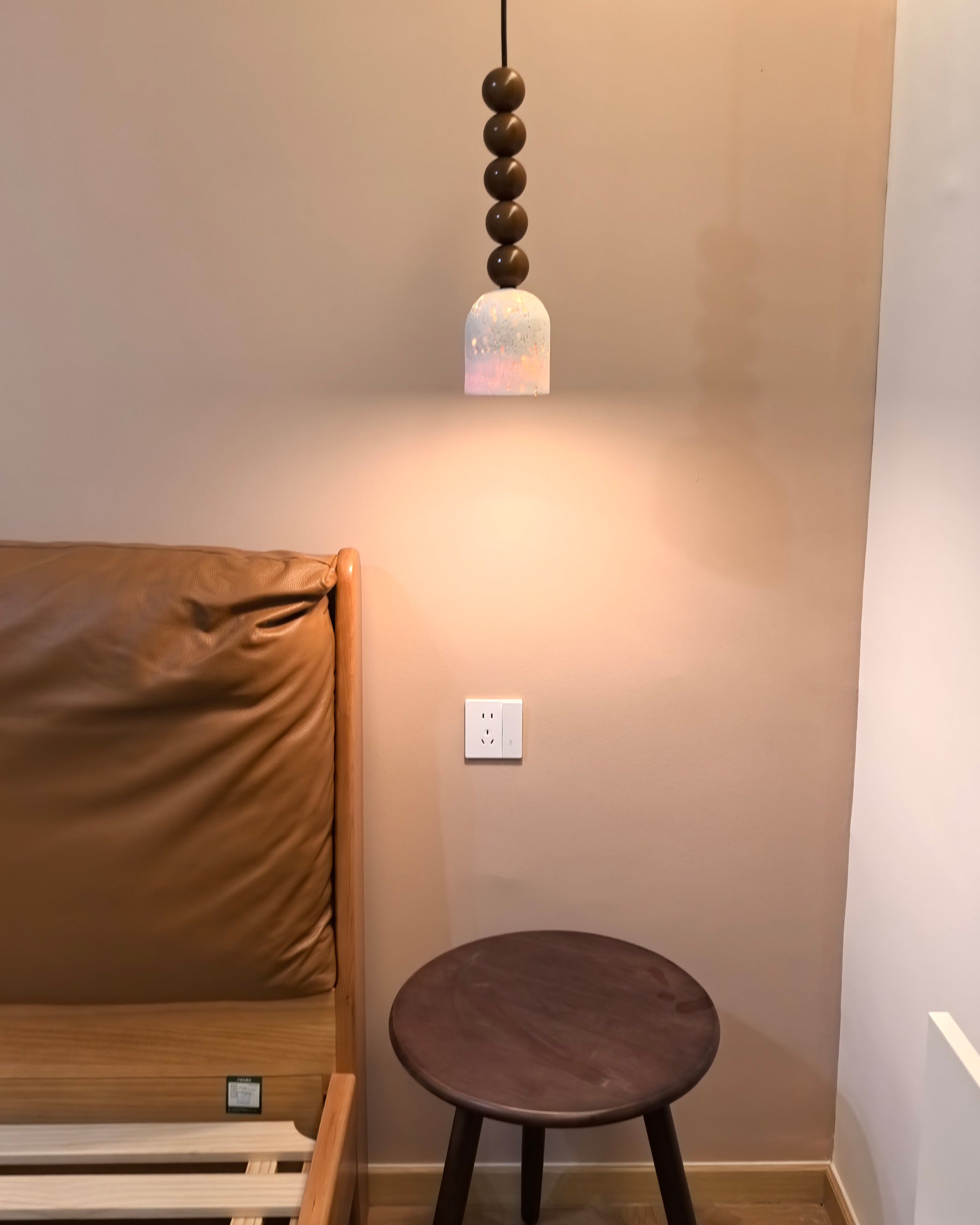 WOMO Dome Wood Travertine Pendant Light-WM3092