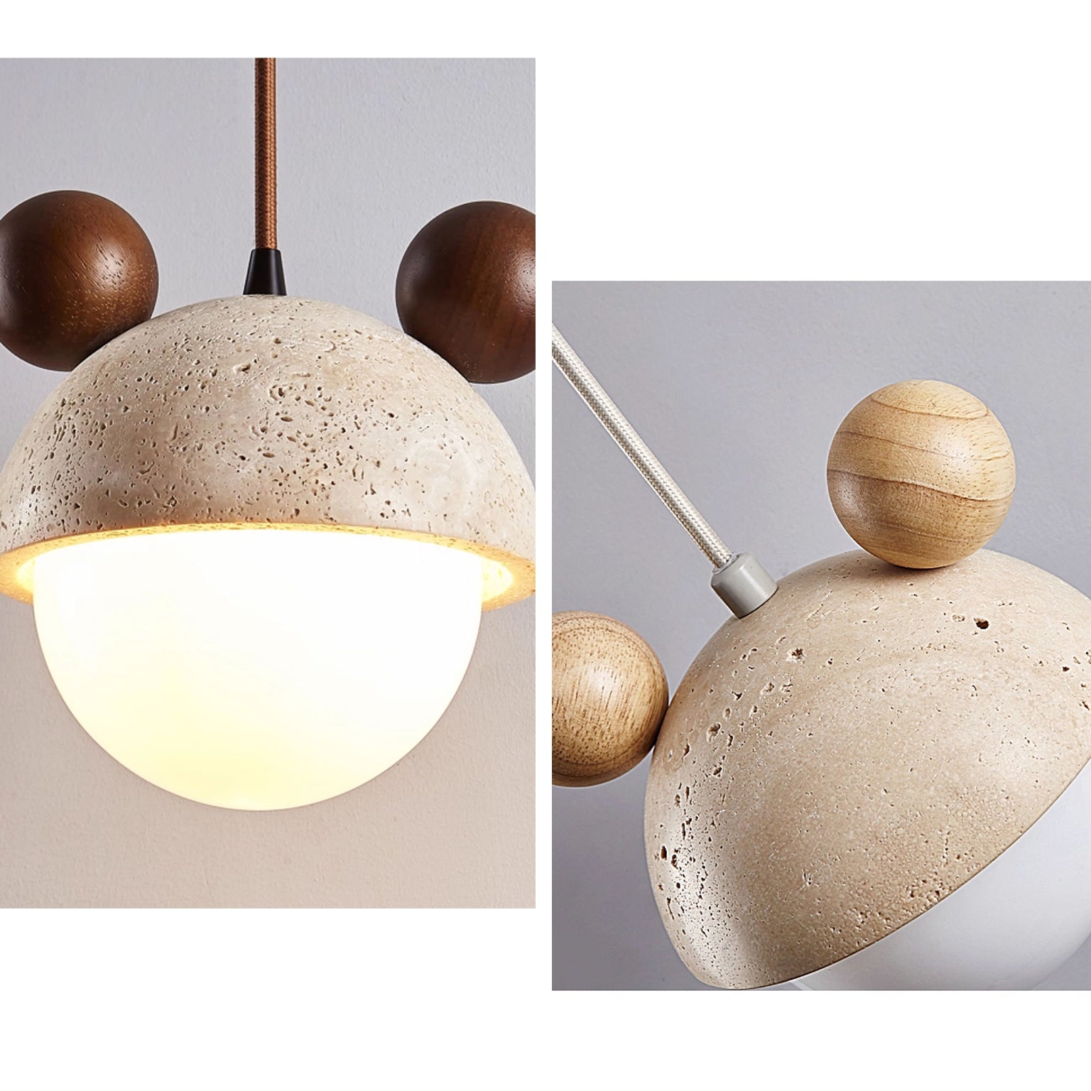 WOMO Travertine Globe Pendant Light-WM3094